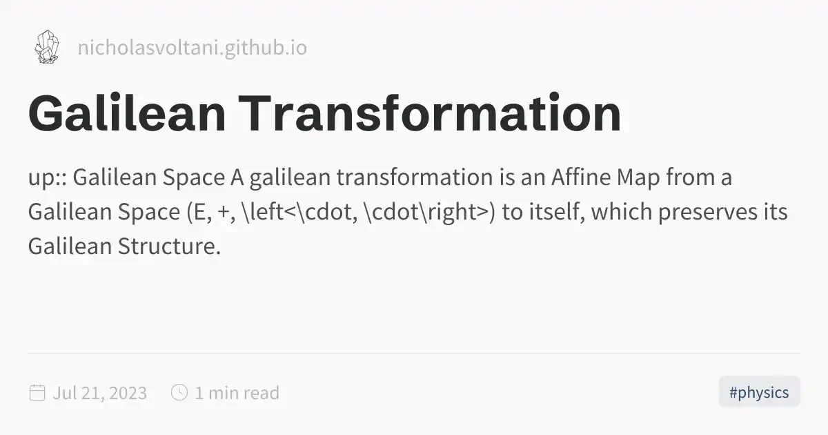 Galilean Transformation