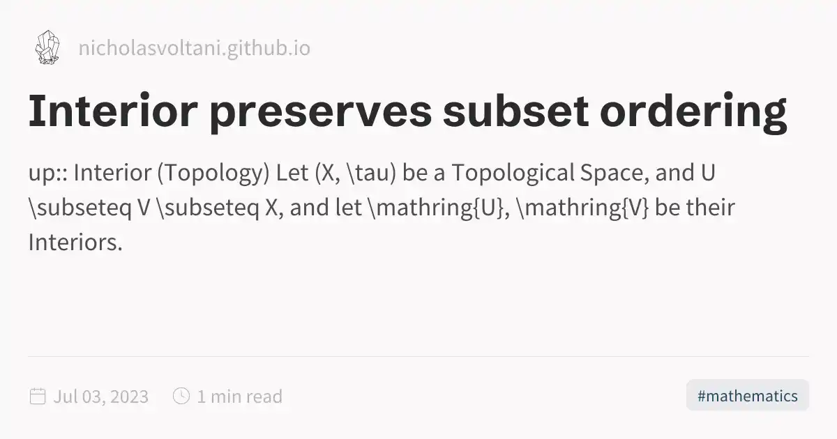 Interior preserves subset ordering