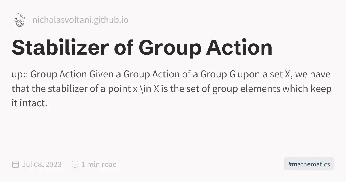 Group Stabilizer Stabilizer of Group Action