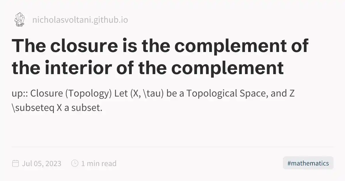 The closure is the complement of the interior of the complement